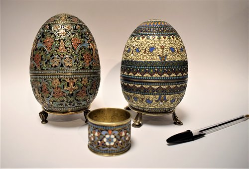 Oeuf  en argent doré et emaux cloisonné